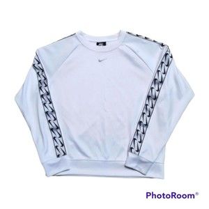 Nike Swoosh NSW Pullover Sweatshirt Crew Silver Logo Tape Silver S Rare Find